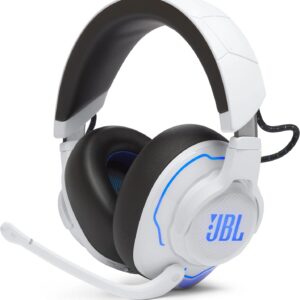 Gaming Consoles & Controllers – JBL Quantum 910P Over-Ear Gaming Headphones – For Playstation and Other Consoles – With Head Tracking Function, ANC and 39 Hours Battery Life – White