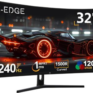 Gaming PC & Gaming Monitors – Z-Edge 32 Inch Curved Gaming Monitor 240Hz 1ms MPRT Full HD LED Monitor, 16:9 1500R Curved Screen, 280cd/m² Brightness, Freesync, DisplayPort 1.4 & HDMI 2.0