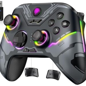 Gaming Consoles & Controllers – EasySMX X15 PC Controller Wireless mit 7 RGB Licht, Gaming Controller mit Hall Joystick & Trigger, Bluetooth Kompatibel mit PC/Switch/Handy/Tablet – Schwarz