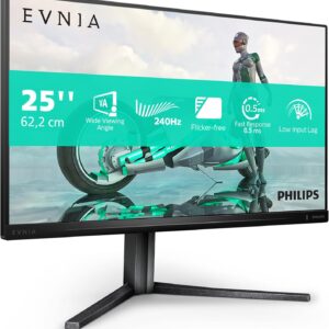 Gaming PC & Gaming Monitors – Philips Evnia 25M2N3200W – 25 Inch FHD Gaming Monitor, 240 Hz, 1 ms GtG, FreeSync Premium (1920 x 1080, HDMI, DisplayPort) Dark Grey