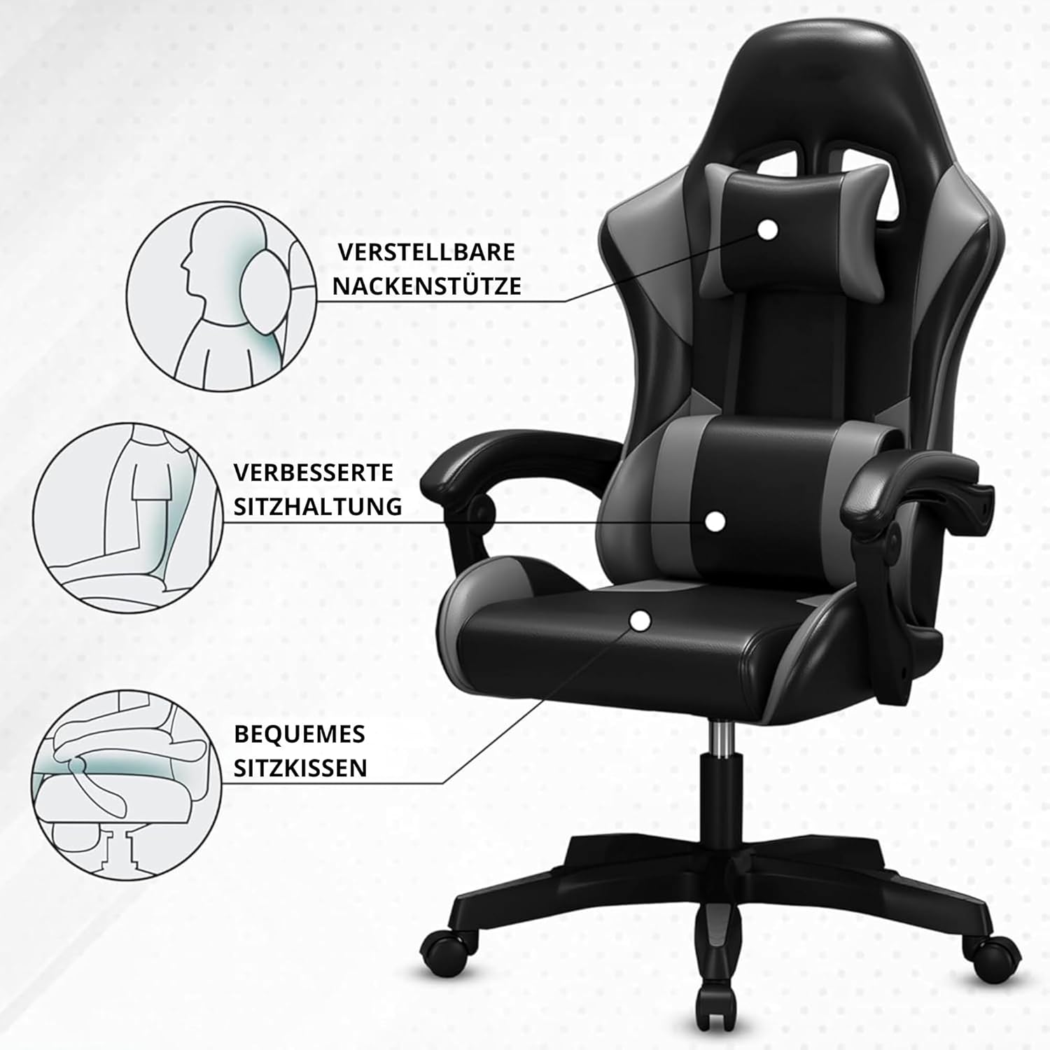 Gaming Chairs - Bayt Gaming Chair - Gaming Chair - Gaming Chair - Game Chair - Ergonomic Office Chair - Black - Adjustable – Bild 4