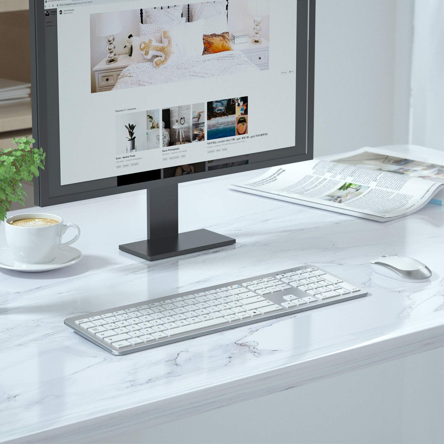 Gaming Tastatur & Maus - Seenda Rechargeable Keyboard and Mouse Set, Wireless, Full Size, Ultra-Thin, Silent, Ergonomic Keyboard with Silicone Dust Protection for PC, Laptop, Smart TV, etc. – Bild 8