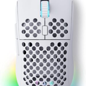 Gaming Tastatur & Maus – Dierya ×TMKB M1SE Gaming Mouse with 12800 DPI Optical Sensor, Gaming Mouse 6 Programmable Buttons, Adjustable RGB, Ergonomic PC Mouse, White