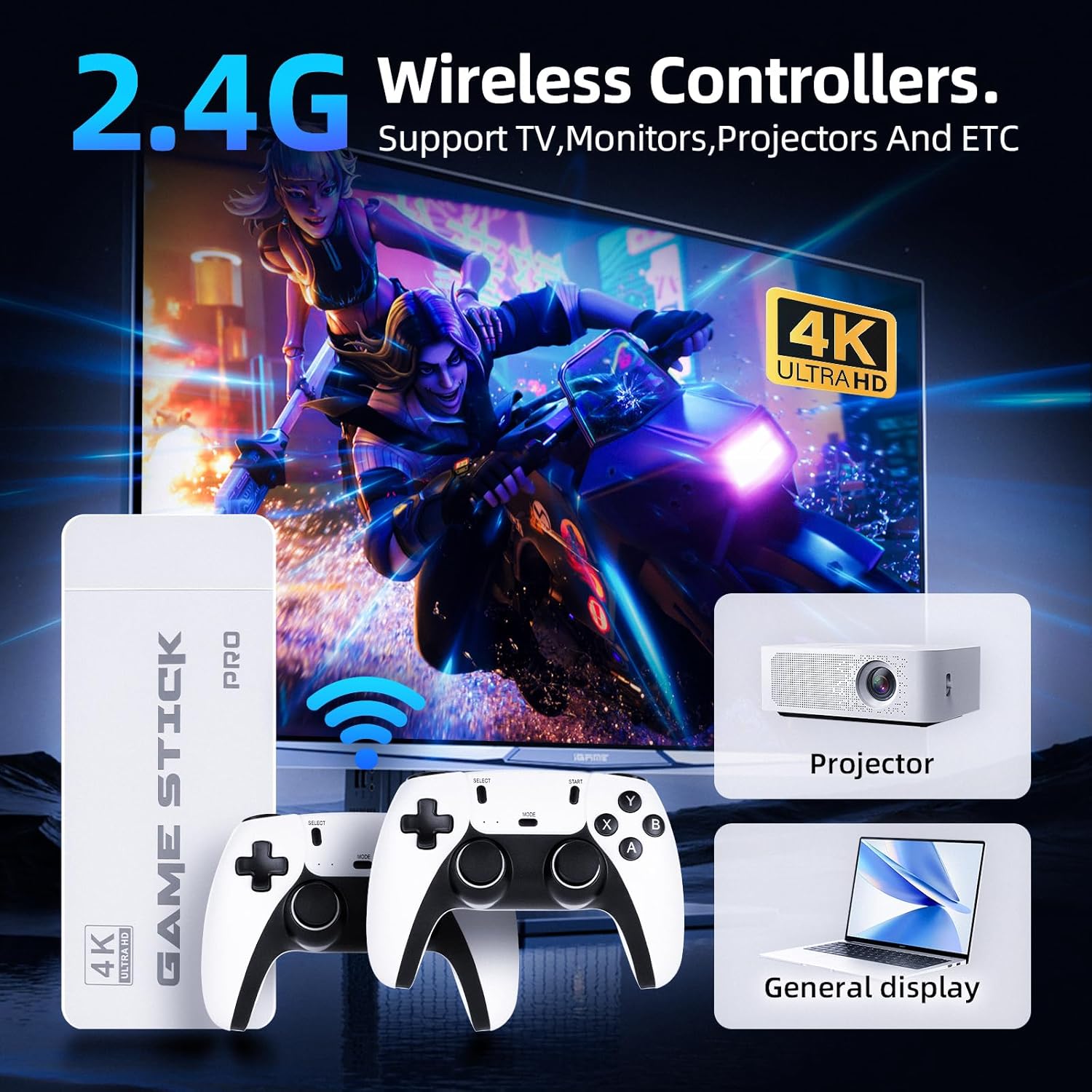 Gaming Consoles & Controllers - Retro Game Console/Video Game Console/2 Game Controllers, Internal 64GB Card/Over 30,000 Games, Arcade Screen 1080P/720P HDM-(White+Black) – Bild 2