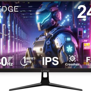 Gaming PC & Gaming Monitors – Z-Edge 24 Inch 240Hz Gaming Monitor 1ms MPRT Full HD IPS Panel, 350cd/m² Brightness, HDR10, FreeSync, HDMI & DisplayPort, VESA Compatible – Black