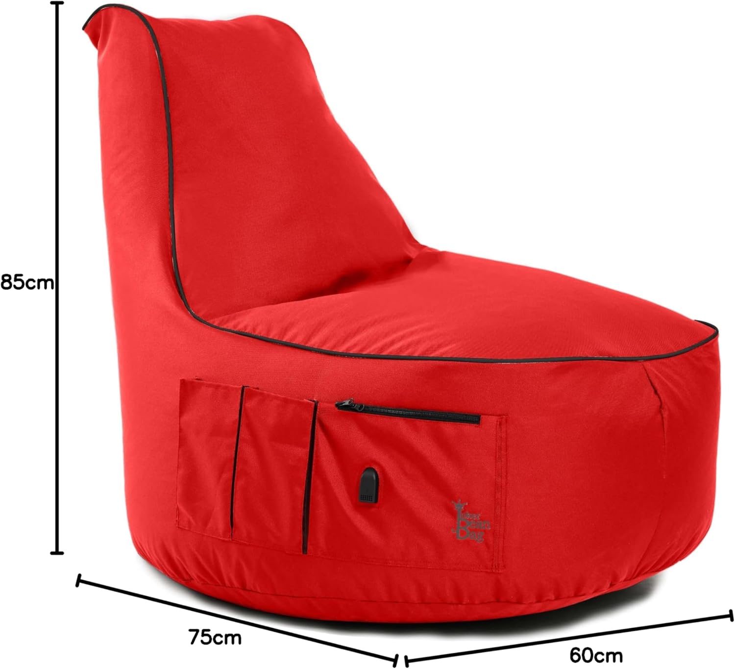 Gaming Chairs - BuBiBag Gaming Bean Bag for Gaming with Connection and Pockets, Holder, Gamer Chair for Children and Adults, Beanbag Indoor and Outdoor - JokerBag (Red) – Bild 2