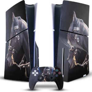 Gaming Consoles & Controllers – Head Case Designs Official Simone Gatterwe Friesian Horse Art Mix Vinyl Skin Gaming Sticker Decal Compatible with Sony Playstation 5 PS5 Slim/Pro Disc Edition Console & DualSense Controller
