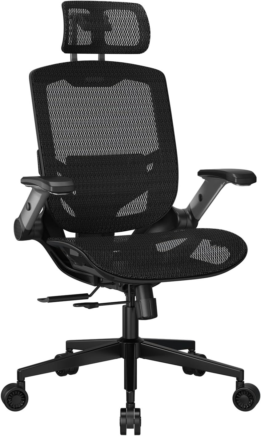 Gaming Chairs - COUGAR Speeder One Ergonomic Gaming Chair: Body Friendly Mesh 2D Armrests Lumbar Support Adjustable Height Class 4 Gas Lift Cylinder Plus Size Wheels Black – Bild 2