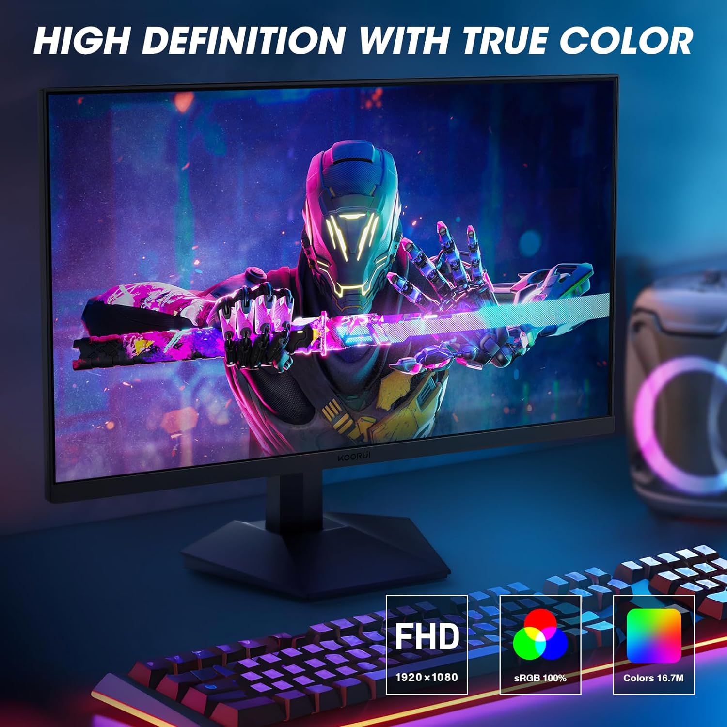 Gaming PC & Gaming Monitors - KOORUI Gaming Monitor 27 Inch PC Screen 240Hz, FHD, 1ms, Adaptive Sync (1920 x 1080p, DCI-P3 90%, SRGB 100%, HDMI, DisplayPort, VESA 75x75) – Bild 4