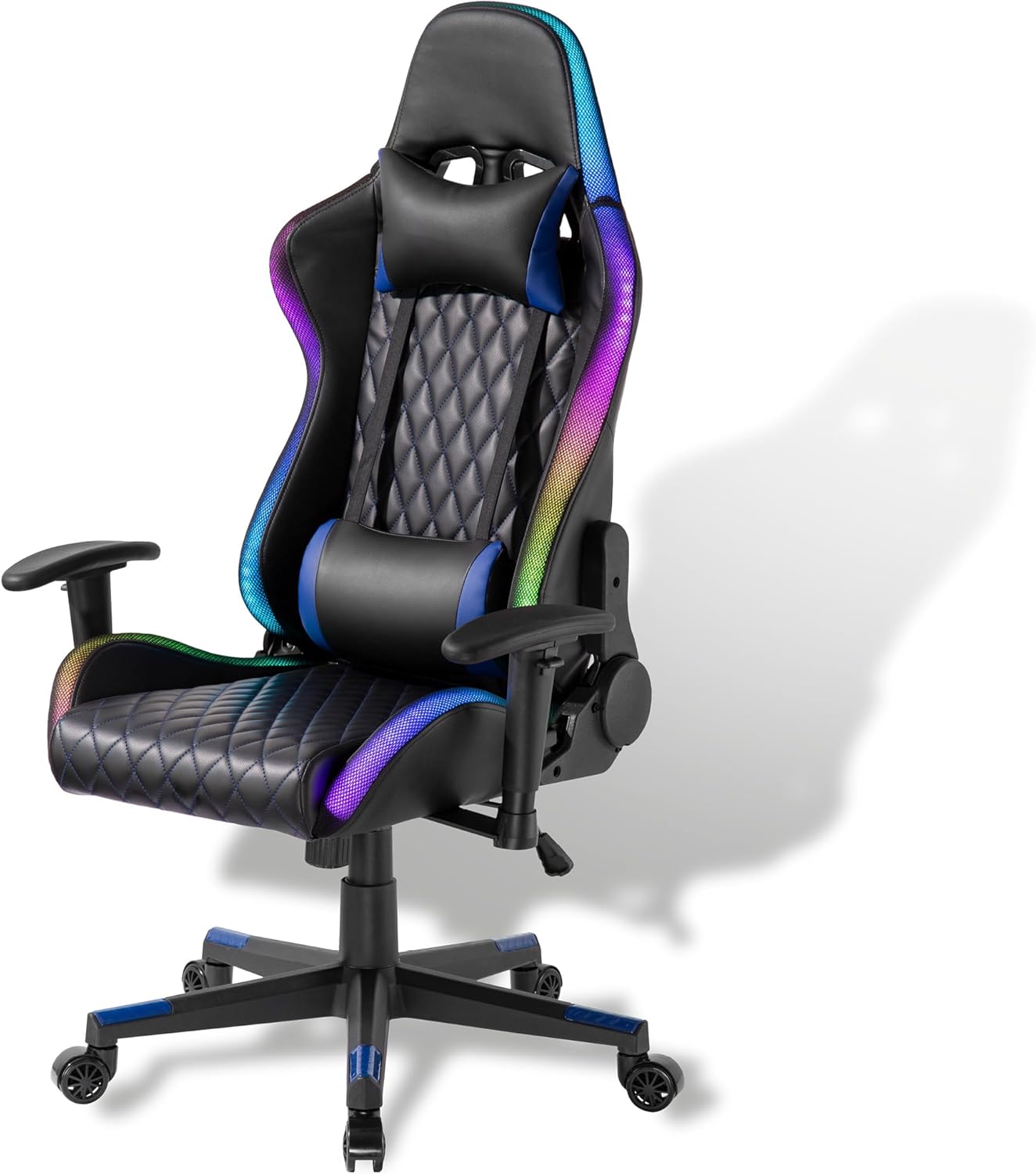 Gaming Chairs - Xantron Ergonomic Gaming Chair RGB Lighting - 150 kg Load Capacity - Gamer Chair in Black with PVC Leather - Gaming Chair Adjustable by Gas Lift - Gaming Chair - Gaming Chair