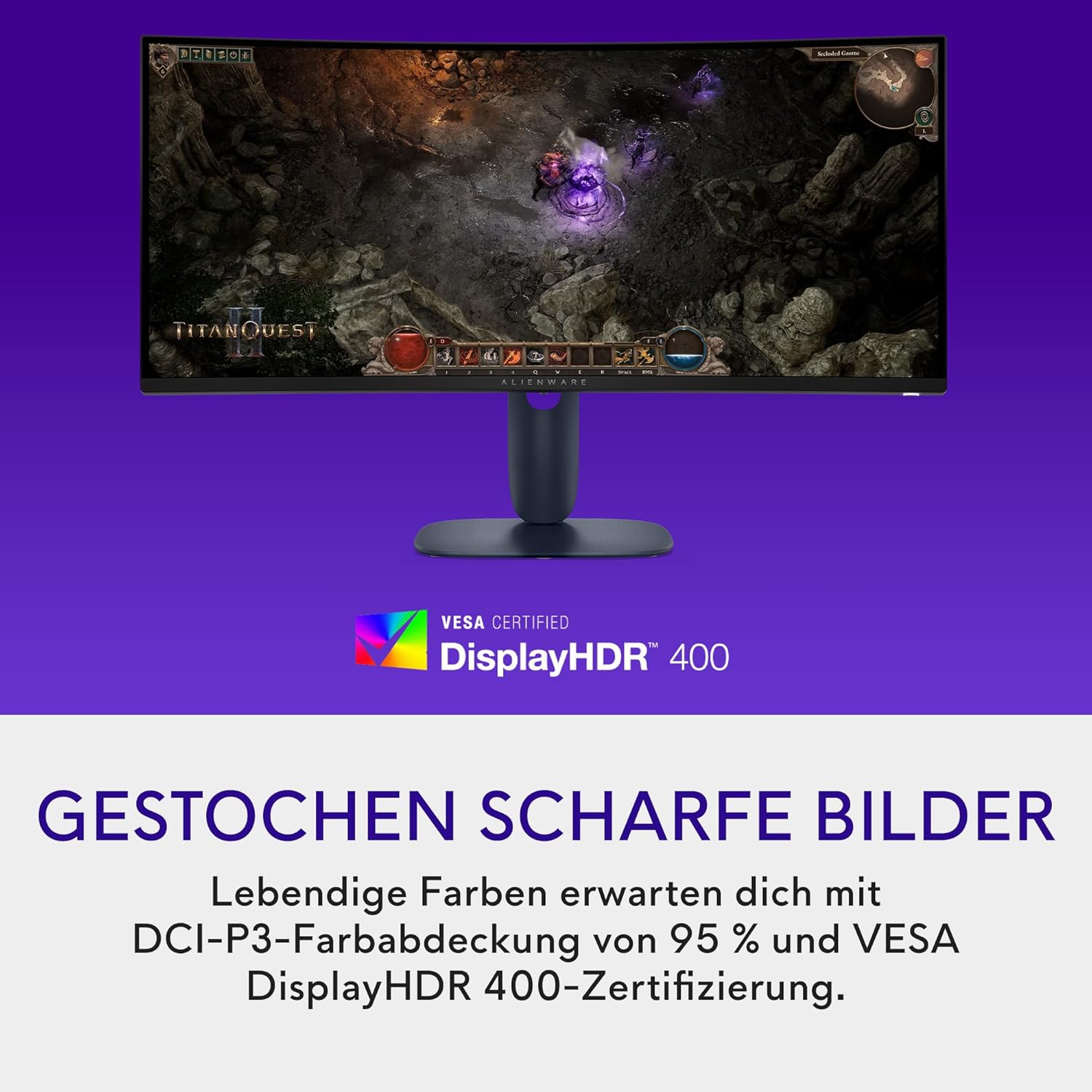 Streaming-Equipment - Alienware 34 Gaming Monitor - AW3425DWM, WQHD (3440x1440), 21:9 1500R Curved, 180Hz, VA, 1ms, AMD FreeSync Premium, VESA AdaptiveSync, 95% DCI-P3, HDR400, DisplayPort, 2 HDMI, 3 USB, 3 Year Warranty – Bild 3