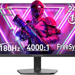 Gaming PC & Gaming Monitors – Minifire Gaming Monitor 24 Inches, 180 Hz, 1ms, FreeSync, Full HD (1920 x 1080), Frameless Screen, Adjustable, 300Nits, sRGB 110%, HDMI 1.4 & DP 1.2 (MFG24F4L HDMI Cable Included