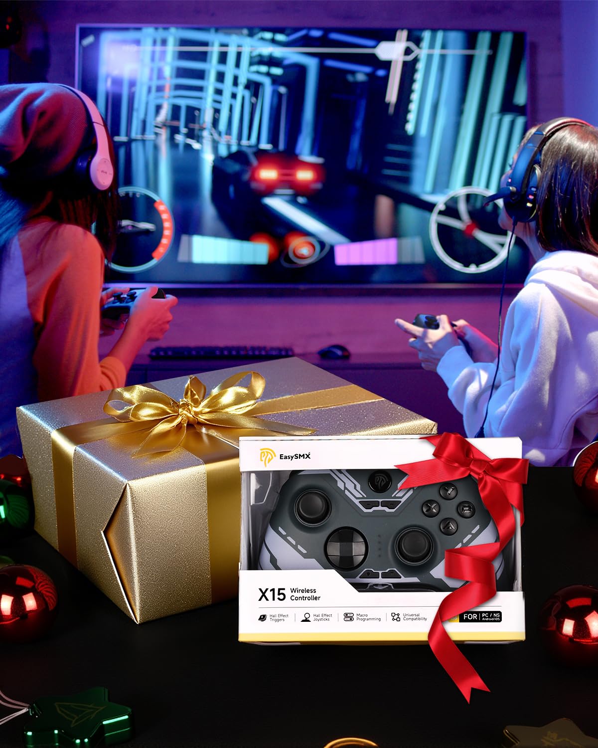 Gaming Consoles & Controllers - EasySMX X15 PC Controller Wireless mit 7 RGB Licht, Gaming Controller mit Hall Joystick & Trigger, Bluetooth Kompatibel mit PC/Switch/Handy/Tablet - Schwarz – Bild 9