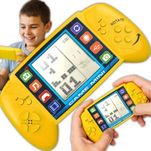 Gaming Consoles & Controllers – Retoo Handheld Game Console, 2.5 Inch Display, Retro Mini Console with 7 Games – Battery Operated, Portable Video Game Console for Children & Adults, Yellow