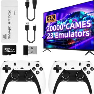 Gaming Consoles & Controllers – Retro Game Console/Video Game Console/2 Game Controllers, Internal 64GB Card/Over 30,000 Games, Arcade Screen 1080P/720P HDM-(White+Black)