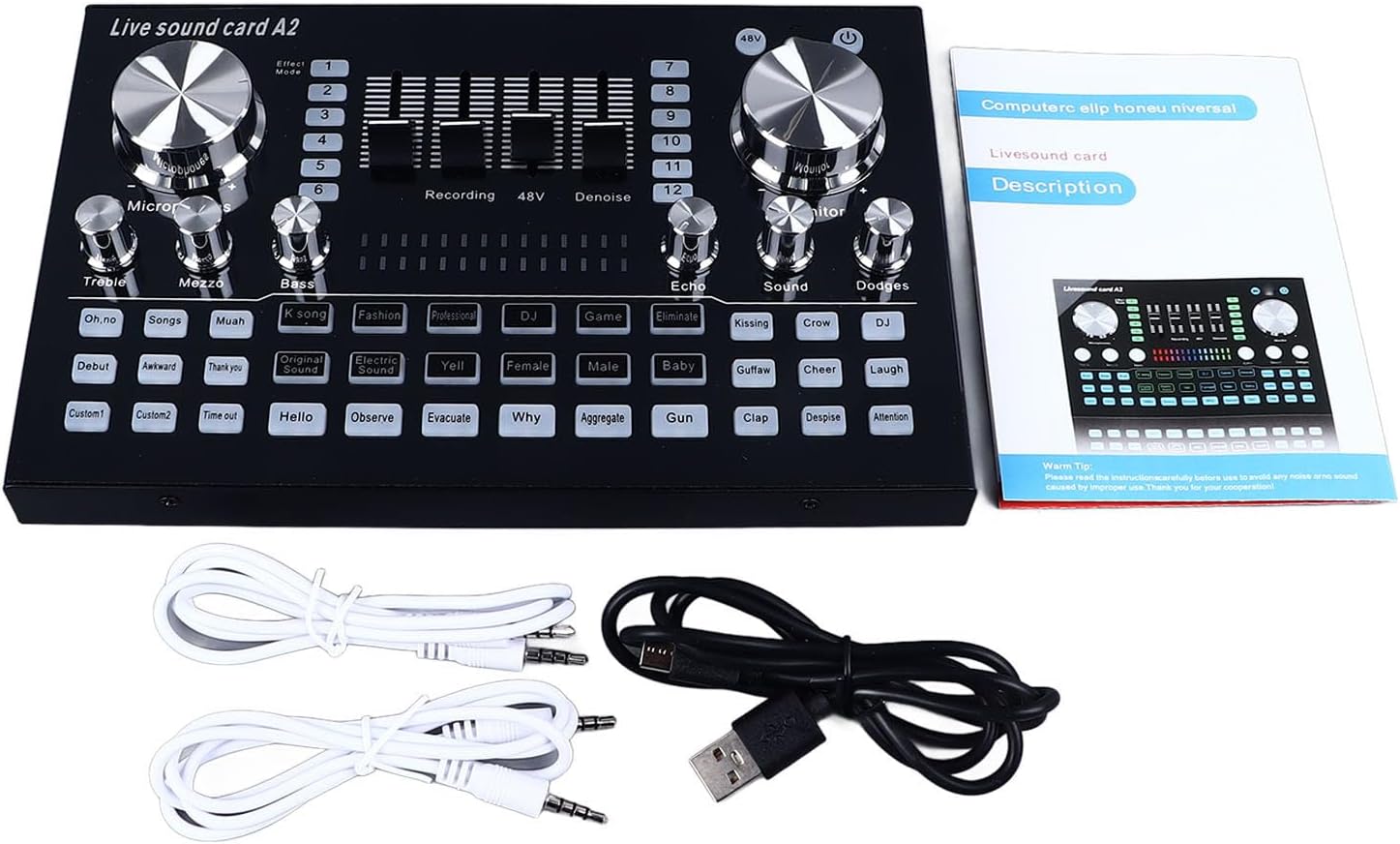 Streaming-Equipment - Dilwe Live-Soundkarte, Audio-Mixer, Leicht, Tragbar, 48 V, PC-Mobiltelefon für Streaming, Aufnahme, Studio, Outdoor-Auftritte – Bild 6
