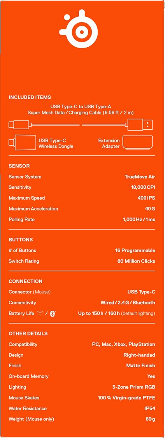 Gaming Tastatur & Maus - SteelSeries Aerox 9 Wireless - RGB Gaming Mouse with Openings in the Surface - Feather-Light, Water-Repellent Design - 18 Buttons - Bluetooth/2.4 GHz - Optical TrueMove Air Sensor with 18,000 DPI – Bild 18