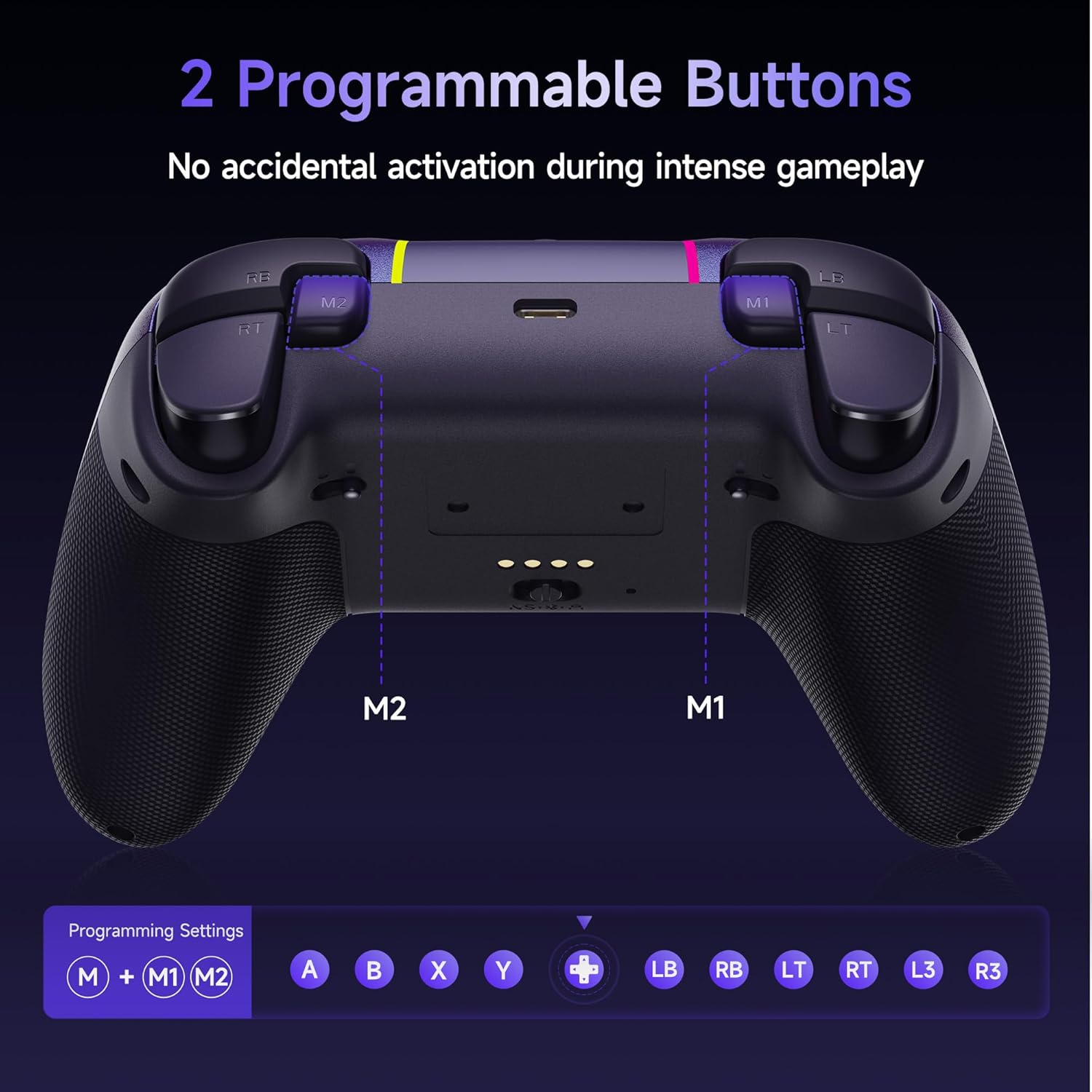 Gaming Consoles & Controllers - EasySMX X05PRO Wireless Controller PC, Gaming Controller mit leise Tasten, 2-stufige Tigger, Hall Joysticks, 2 programmierbare Tasten, 1000mAh Akku, Kompatibel mit PC/Switch/Android/iOS-Violett – Bild 4