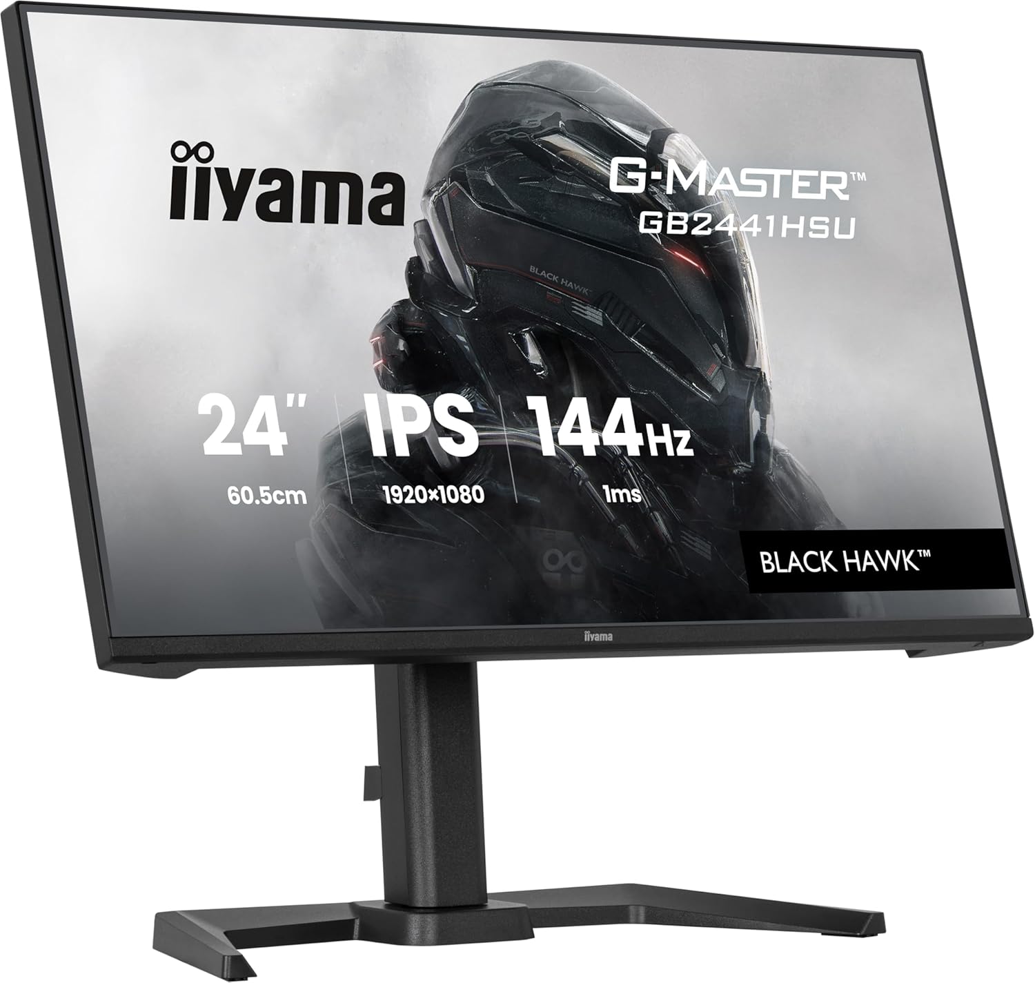 Gaming PC & Gaming Monitors - iiyama G-Master Black Hawk GB2441HSU-B1 60.5 cm IPS LED Gaming Monitor Full HD 144Hz HDMI DP USB 2.0 1ms FreeSync Height Adjustment Pivot Black