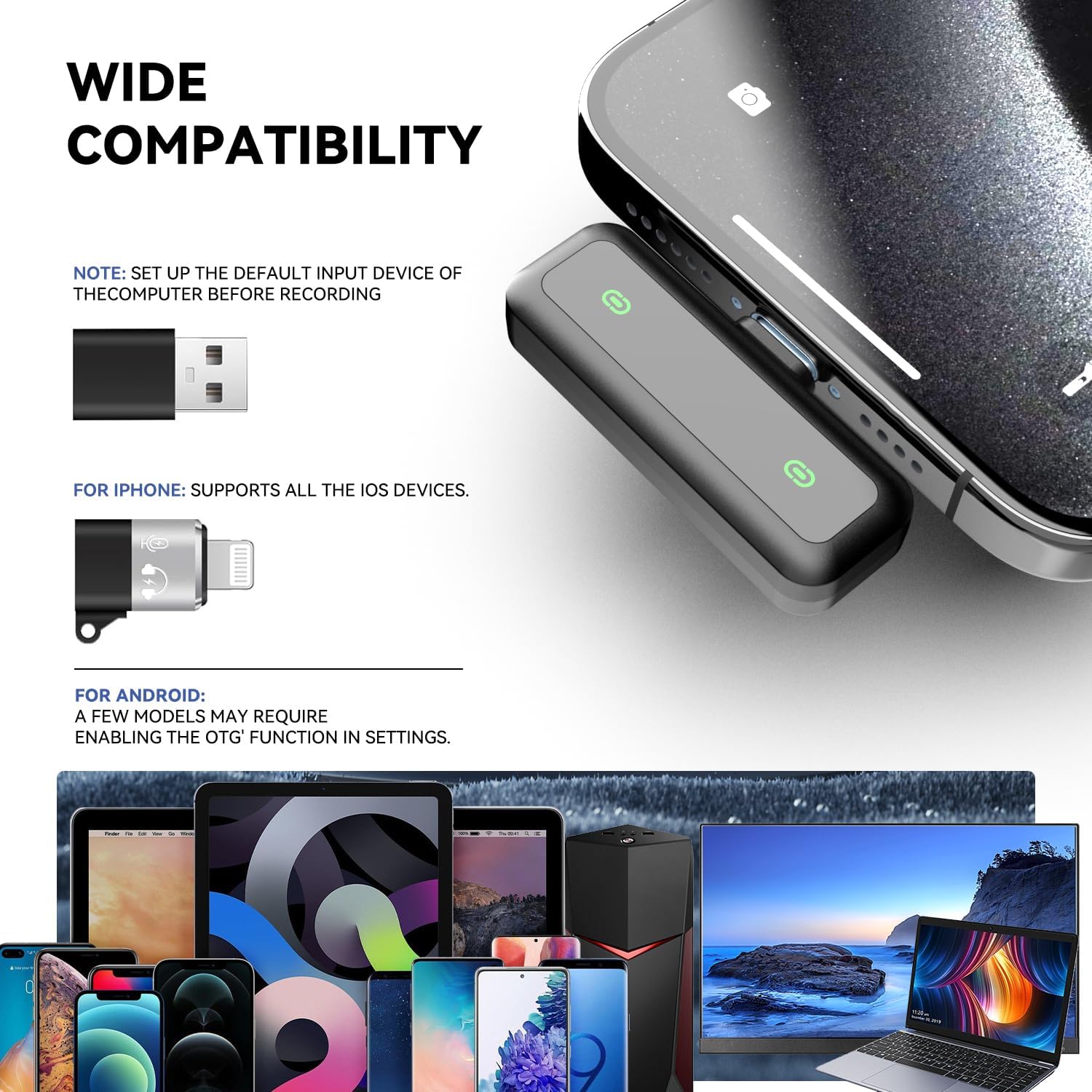 Streaming-Equipment - Wireless Lavalier Microphone Upgraded, Equipped with digital power display, for iPhone/Android/iPad/Computer, for Video Recording, Tiktok, Youtube, Vlog, Clip on Mic With Noise Reduction – Bild 2