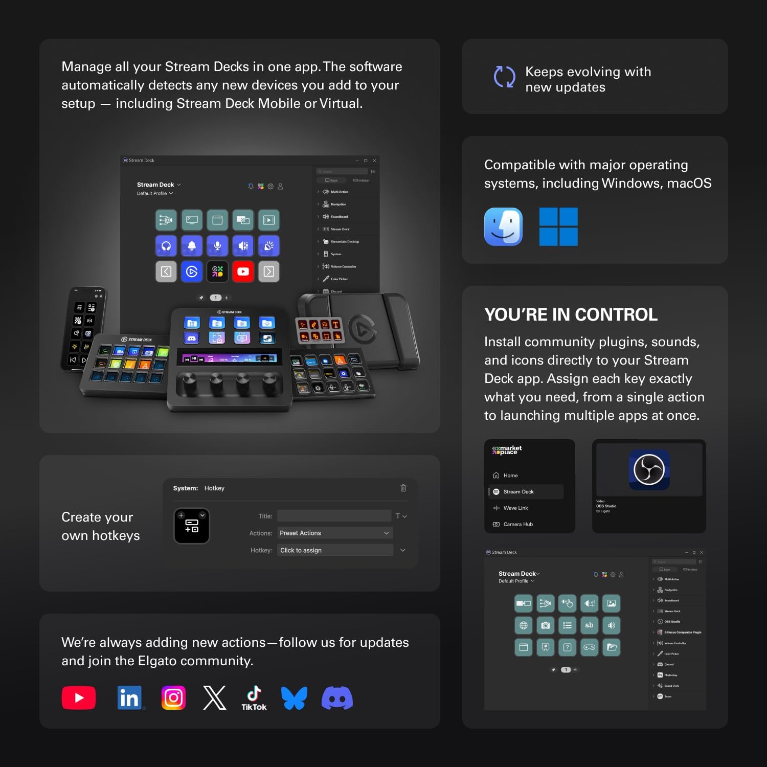 Streaming-Equipment - Elgato Stream Deck XL Advanced Studio Controller, 32 Macro Keys Triggering Action in Apps and Software such as OBS, Twitch, YouTube and Others, for Mac and PC – Bild 8