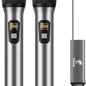 Gaming Consoles & Controllers – Tonor UHF TW-630 Wireless Microphone Dual Wireless Metal Dynamic Micro System with Rechargeable Receiver for Karaoke, Conferences, Weddings, DJ, Party, Speech, Church, Classes, 60 m