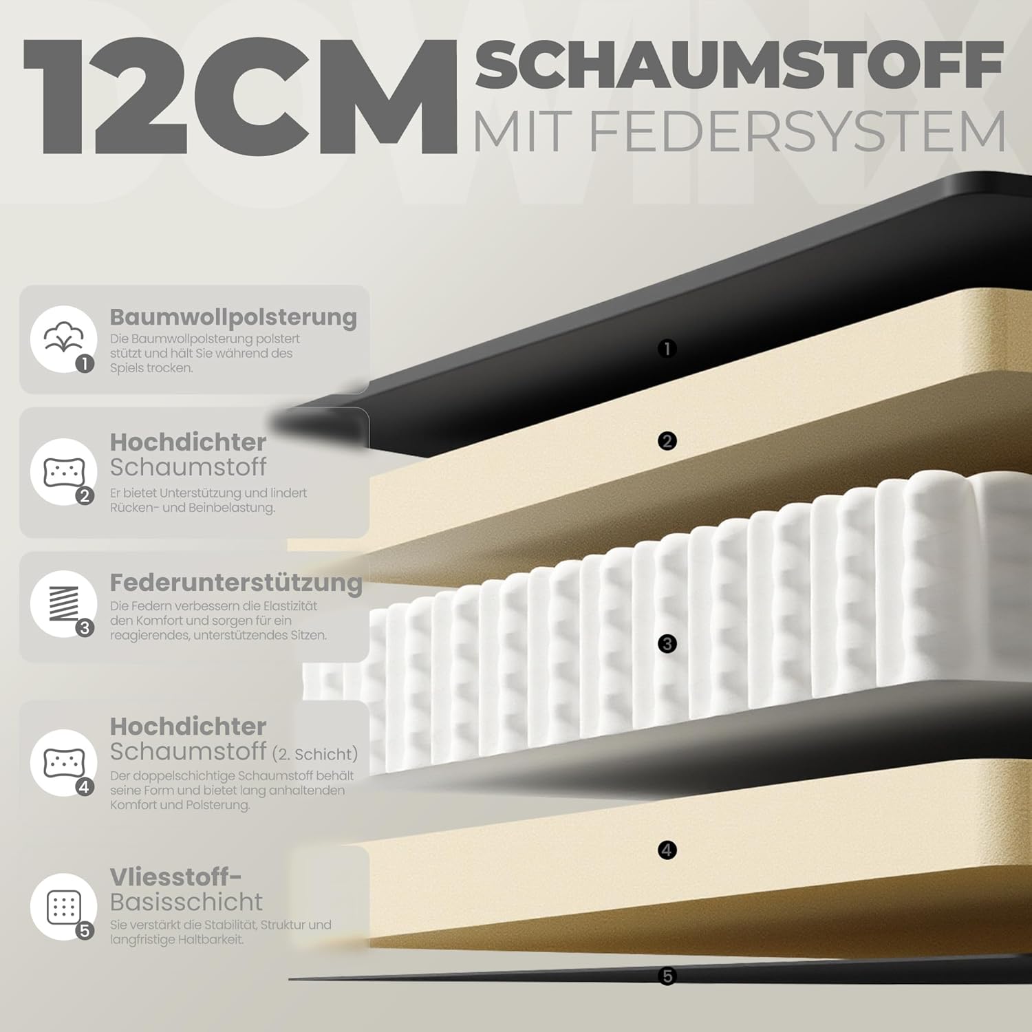 Gaming Chairs - Dowinx Gaming Chair Office Chair Fabric Bag Spring Cushion Massage Gamer Chair Fabric with Headrest, Ergonomic Office Chair with Footrest (Black) – Bild 4