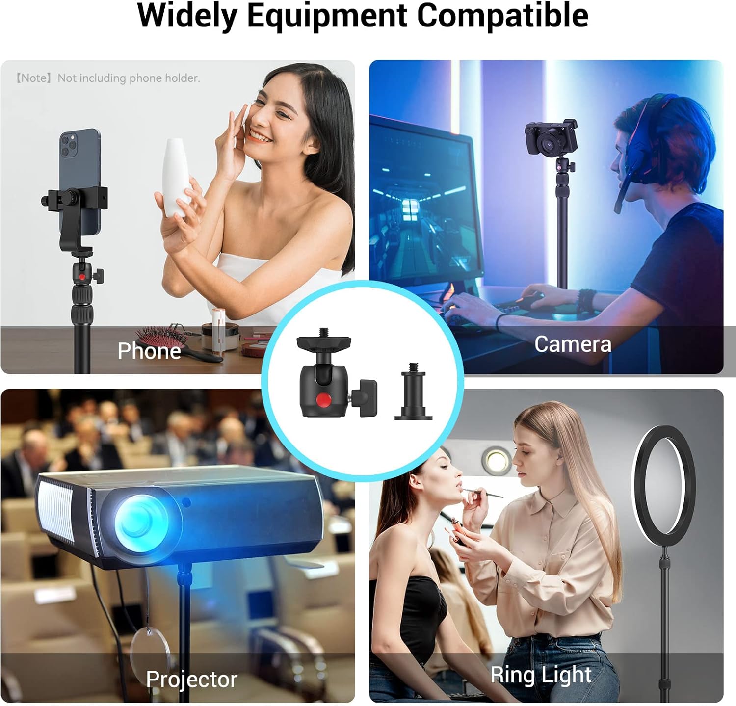 Streaming-Equipment - SMALLRIG 3488 Camera Light Stand Table Tripod Light Stand with 1/4"-20 Ball Head, 13"-35.4" Adjustable Tablet Holder, Clamp for DSLR Camera, Ring Light, Live Streaming, Video Recording – Bild 2