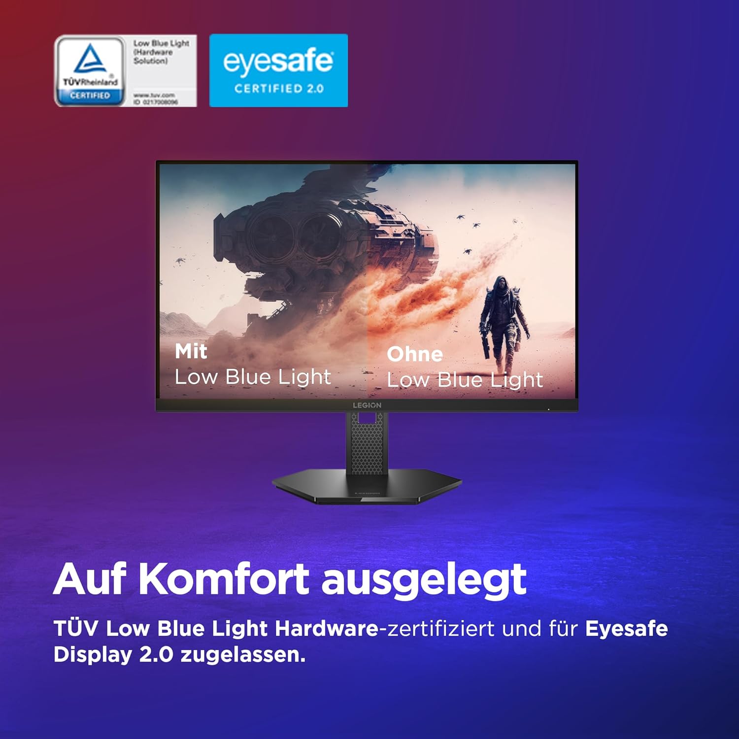 Gaming PC & Gaming Monitors - Lenovo Legion 27U-10 | 27 Inch UHD WLED Gaming Monitor | 3840 x 2160 | 16:9 | 320Hz | 0.5 ms Response Time | HDMI | DisplayPort | Audio 3.5 mm | 3-Sided Panel | TÜV Eye Protection | Black | 6.2 kg – Bild 5