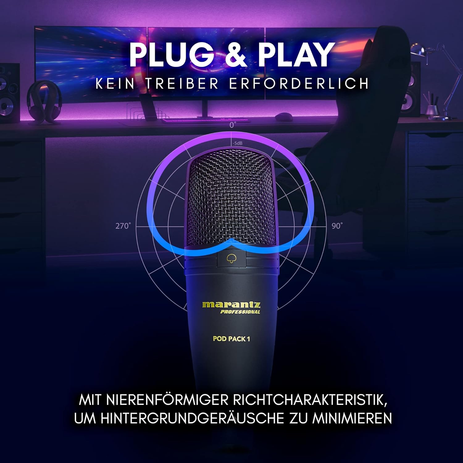 Streaming-Equipment - Marantz Professional Pod Pack 1 - Complete podcasting kit including professional USB condenser microphone, fully adjustable stand and USB cable – Bild 4