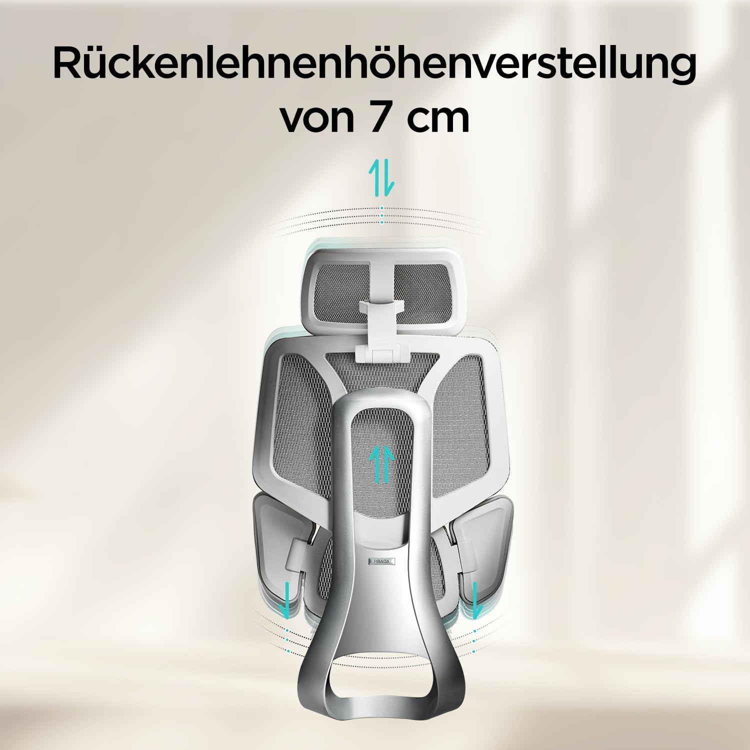 Gaming Chairs - Hbada E3 Ergonomischer Bürostuhl, Bürostuhle mit Verstellbarer Hoher Rückenlehne, Lordosenstütze, 3D Kopfstütze, 3D Armlehnen, Netzstuhl, Grau – Bild 9