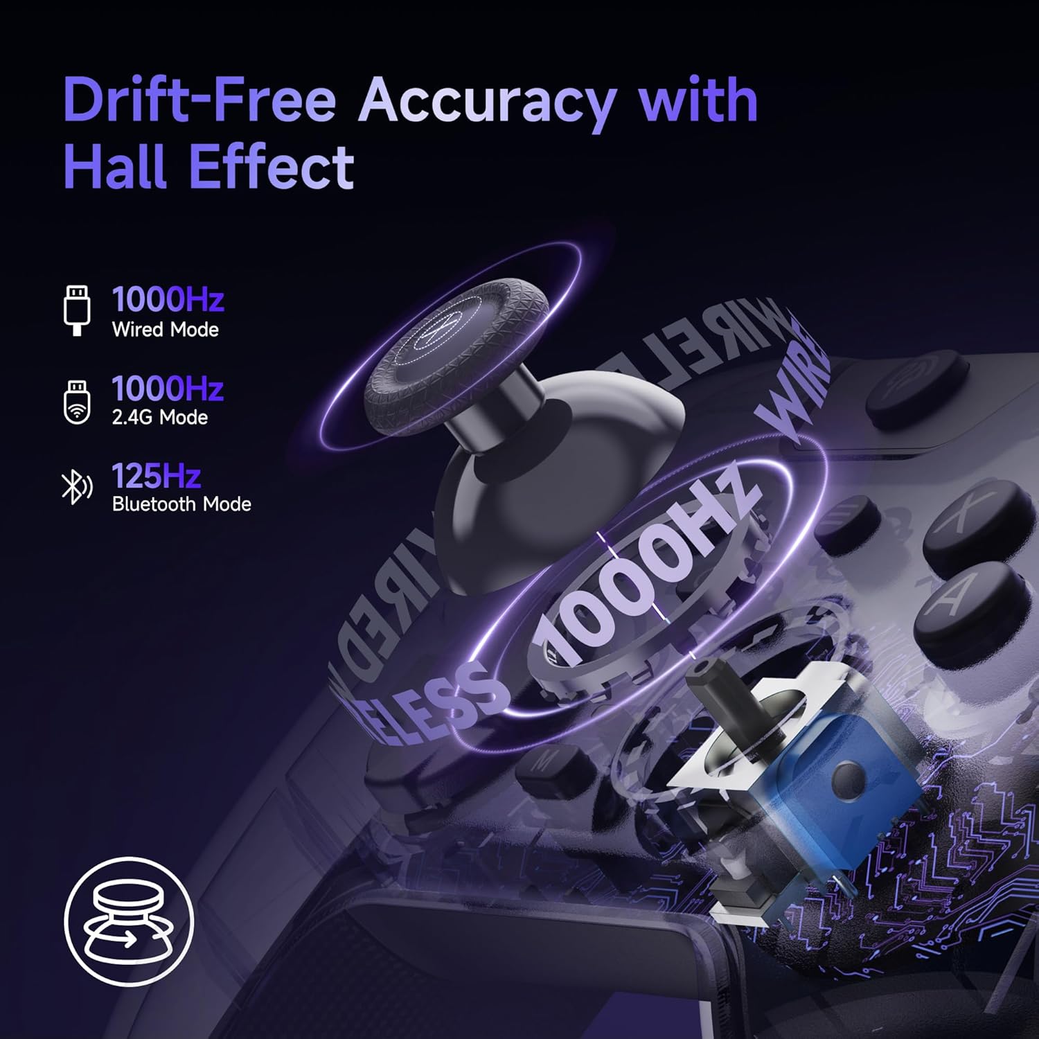 Gaming Consoles & Controllers - EasySMX X05PRO Wireless Controller PC, Gaming Controller mit leise Tasten, 2-stufige Tigger, Hall Joysticks, 2 programmierbare Tasten, 1000mAh Akku, Kompatibel mit PC/Switch/Android/iOS-Violett – Bild 7