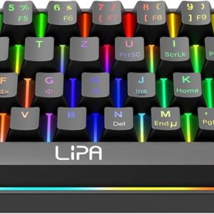 Gaming Consoles & Controllers – Lipa X23 Gaming Keyboard Black – Wireless – RGB Lighting – Tri-Mode – 61 Mechanical Keys – FN Multi Keys – Compatible with All Controls and Consoles – Brown Switches – Ergonomic and
