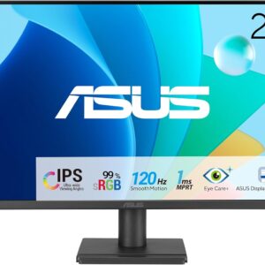 Gaming PC & Gaming Monitors – ASUS EyeCare VA279HG – 27 Inch Full HD Monitor – Frameless, Flicker-Free, Blue Light Filter, Adaptive Sync – 120 Hz, 1ms MPRT, 16:9 IPS Panel, 1920 x 1080 – Vesa 100 x 100, HDMI, D-Sub