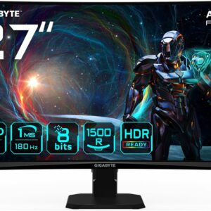 Gaming PC & Gaming Monitors – Gigabyte GS27QCA 27″ Curved Gaming Monitor QHD – 2560×1440 180Hz 1ms 250CD/m² FreeSync HDR Ready HDMI 2.0 DisplayPort 1.4