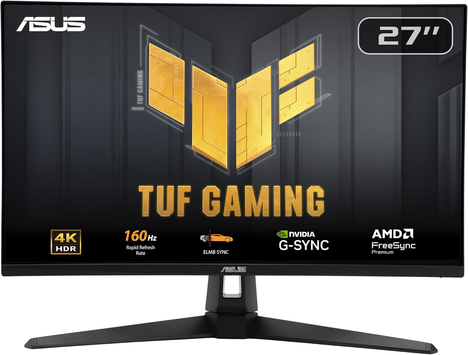Gaming PC & Gaming Monitors - ASUS TUF Gaming VG27UQ1A - 27 Inch 4K UHD Monitor - 160 Hz, 1ms GtG, FreeSync, G-Sync, Adaptive Sync, ELMB, HDR10 - Fast IPS Panel, 16:9, 3840x2160, DisplayPort, HDMI, Speaker
