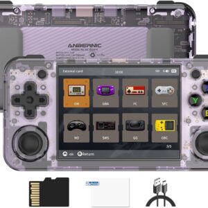 Gaming Consoles & Controllers – Anbernic RG35XX H Retro Handheld Game Console, Support HDMI TV Output 5G WiFi Bluetooth 4.2, 3.5 Inch IPS Screen Linux System Built-in 64G TF Card 5515 Games (RG35XXH Transparent Purple)