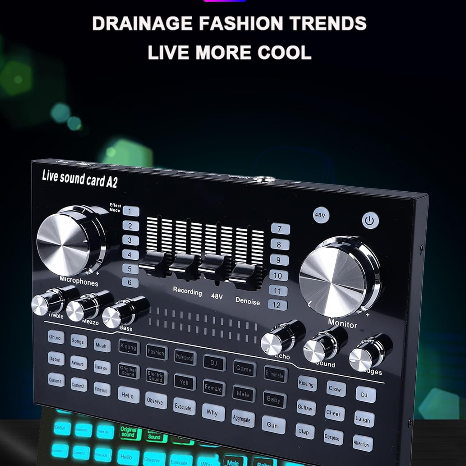 Streaming-Equipment - Dilwe Live-Soundkarte, Audio-Mixer, Leicht, Tragbar, 48 V, PC-Mobiltelefon für Streaming, Aufnahme, Studio, Outdoor-Auftritte – Bild 8
