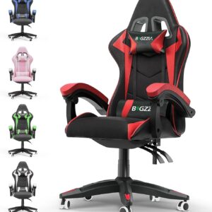 Gaming Chairs – bigzzia Gaming Chair – Ergonomic Gaming Chair, Backrest Adjustable PC Chair, 360° Rotatable Gamer Chair, Breathable Office Chair for Teenagers, Boys, Girls, Adults, Red
