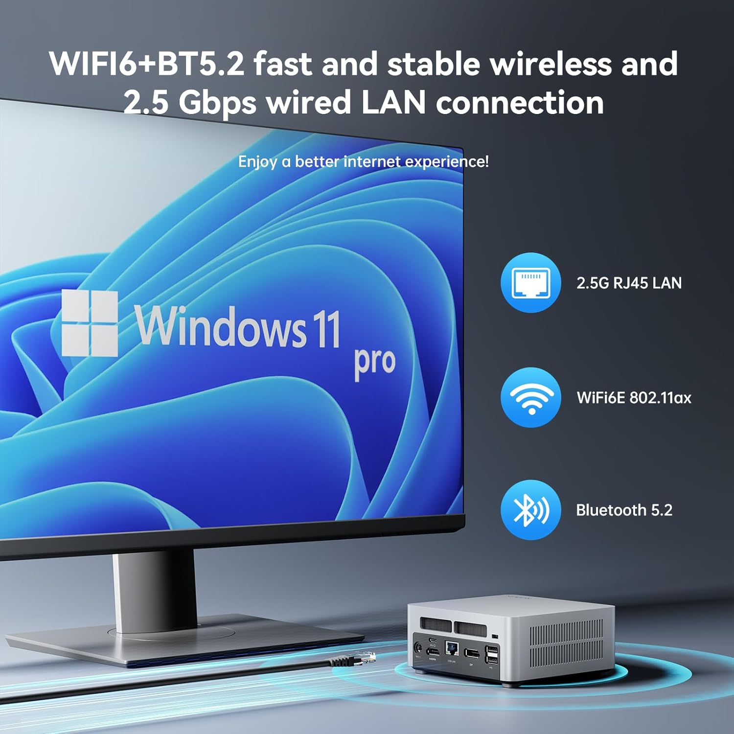 Gaming PC & Laptops - KODLIX Mini PC GD90, Core i9-12900HK(14C/20T, up to 5.0GHz), Mini Desktop PC 32GB DDR4 512GB SSD, HDMI/USB-C/DP, Wi-Fi6E, Bluetooth 5.2, RJ45 2.5 LAN, Triple 4K Display – Bild 6