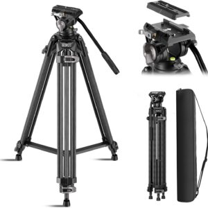 Streaming-Equipment – SIRUI AVT-12 Carbon Video Tripod with Liquid Head, 185 cm Professional Camera Tripod, Quick Release Plate, Load Capacity 15 kg, Lightweight (3.3 kg) for DSLR, Camcorder, Live Streaming