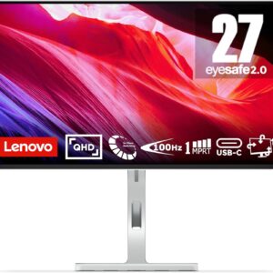 Gaming PC & Laptops – Lenovo L27h-4A | 27 Inch QHD Monitor | 2560×1440 | 100Hz | 350 nits | 1ms Response Time | USB-C Docking Station | HDMI | DisplayPort | IPS Panel | Integrated Speaker | Grey