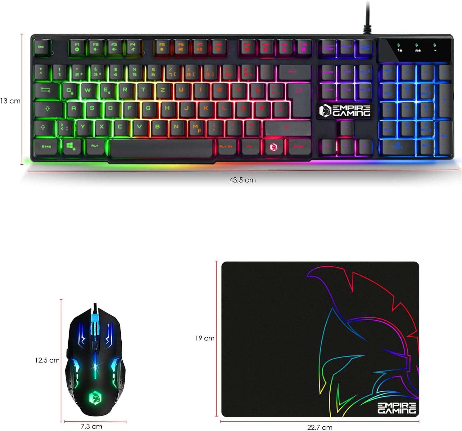 Gaming Tastatur & Maus - EMPIRE GAMING - Pack 3 in 1 MK800 - Gaming Keyboard QWERTZ German RGB 105 Keys 19 Anti-Ghosting Keys - Ergonomic RGB Gamer Mouse 2400 DPI Mouse Pad PC PS4 PS5 Xbox One/Series Mac – Bild 6