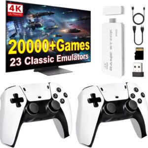Gaming Consoles & Controllers – Whatsko 2025 Upgrade Retro Console Game Console Game Stick, M15 Plus Console 20000+ Play 23 Emulator, HDMI Plug and Play TV Video Game Stick 4K with 2 Wireless Controllers, Gift for Families
