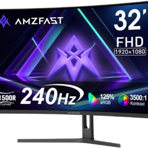 Gaming PC & Gaming Monitors – Amzfast AMZG32C1F Curved Gaming Monitor 32″ 240Hz FHD 1ms MPRT Adaptive Sync sRGB 120% HDR Flicker Free Low Blue Light HDMI 2.0/DP 1.4