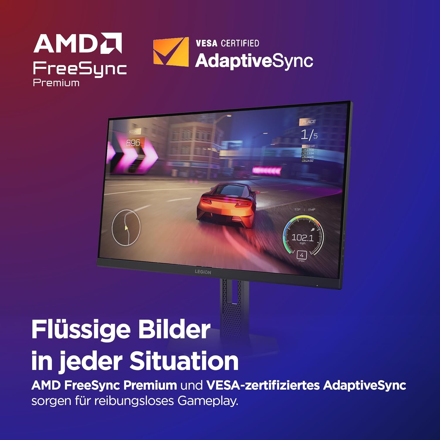 Gaming PC & Gaming Monitors - Lenovo Legion 27U-10 | 27 Inch UHD WLED Gaming Monitor | 3840 x 2160 | 16:9 | 320Hz | 0.5 ms Response Time | HDMI | DisplayPort | Audio 3.5 mm | 3-Sided Panel | TÜV Eye Protection | Black | 6.2 kg – Bild 4