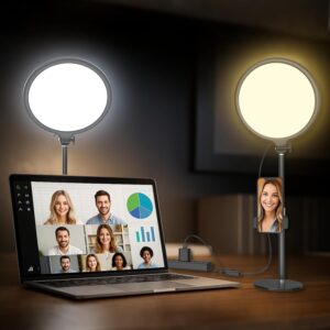 Streaming-Equipment – Upgrade Ring Light with Tripod Mobile Phone Laptop Video Conference Light 10.3 Inch Table Mobile Phone Ring Light 3 Light Colours + 5 Brightness 360° Rotatable for Streaming Lighting YouTube Tiktok Series R8