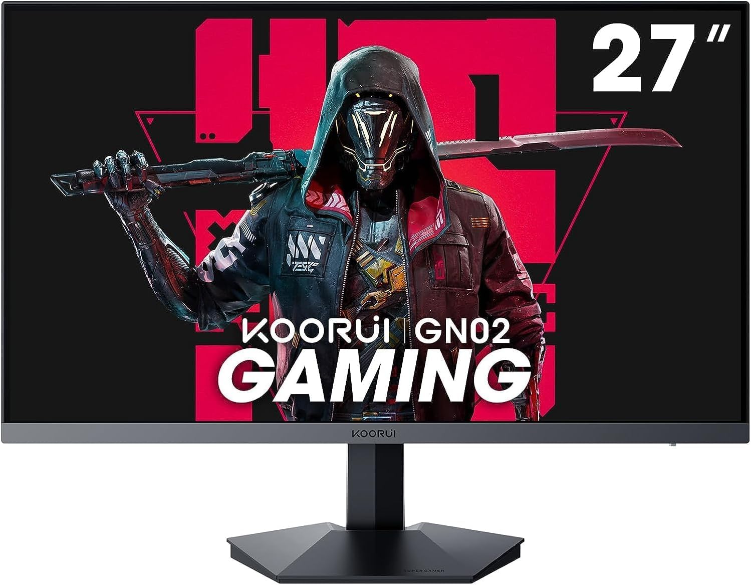 Gaming PC & Gaming Monitors - KOORUI Gaming Monitor 27 Inch PC Screen 240Hz, FHD, 1ms, Adaptive Sync (1920 x 1080p, DCI-P3 90%, SRGB 100%, HDMI, DisplayPort, VESA 75x75)
