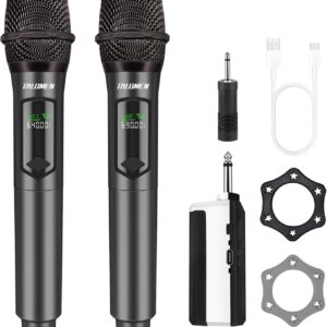 Streaming-Equipment – K60-2 Wireless Microphone Wireless Microphone Dual Microphone Wireless Set Handheld Microphone Dynamic Microphone Mic with DJ Singing Speech Church Party Wedding Stage