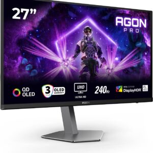 Gaming PC & Gaming Monitors – AOC Agon Pro AG276UZD – 27 Inch UHD OLED Gaming Monitor, 240 Hz, 0.03 ms, FreeSync Prem. Pro, G-Sync Comp., Height Adjustment, HDR400 (3840 x 2160, 2 x HDMI 2.1, DisplayPort 2.1, USB-C, USB-Hub) Black